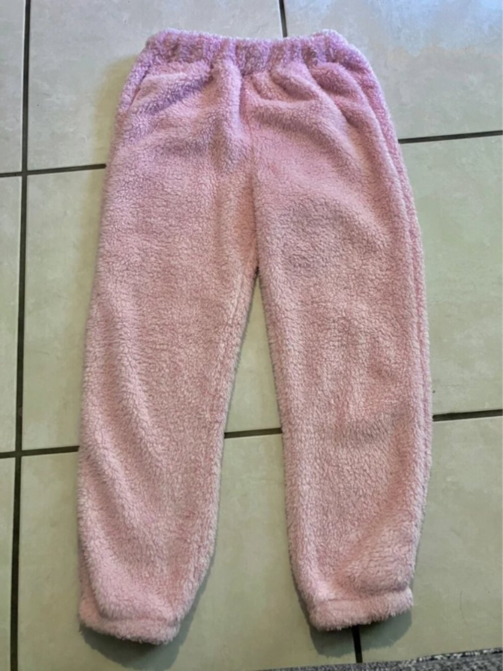 Girl’s Pastel Pink Fluffy Pants With Pockets Size 10/12